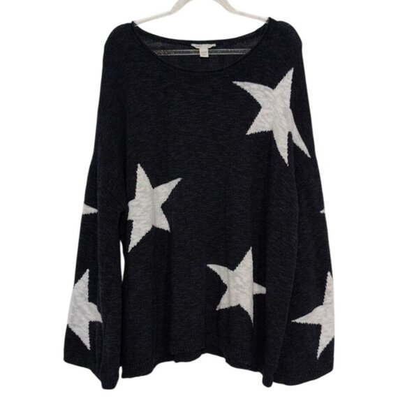 Cato Star Sweater Womens Size 18/20W Blue Bell Sleeve Cotton Blend Knit Pullover - Picture 2 of 11